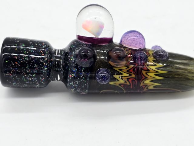 Hand Blown Chillum Swirl Zigzag Opal