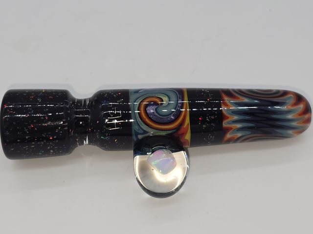 Hand Blown Chillum Multi Design With Opal