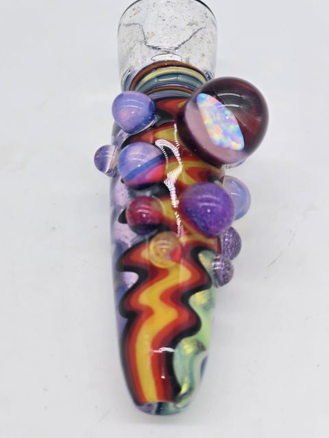 Hand Blown Chillum ZigZag With Opal
