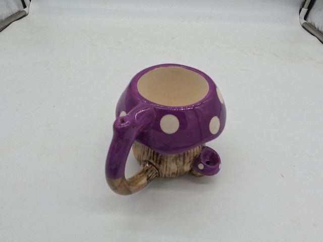 Purple Mushroom Ceramic Pipe Mug