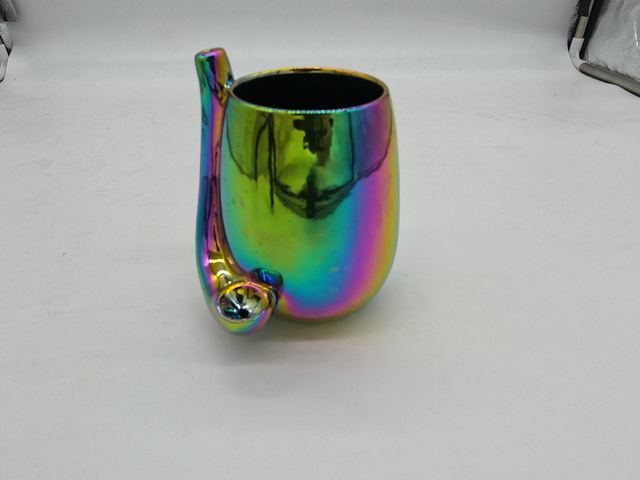 Iridescent ceramic pipe mug
