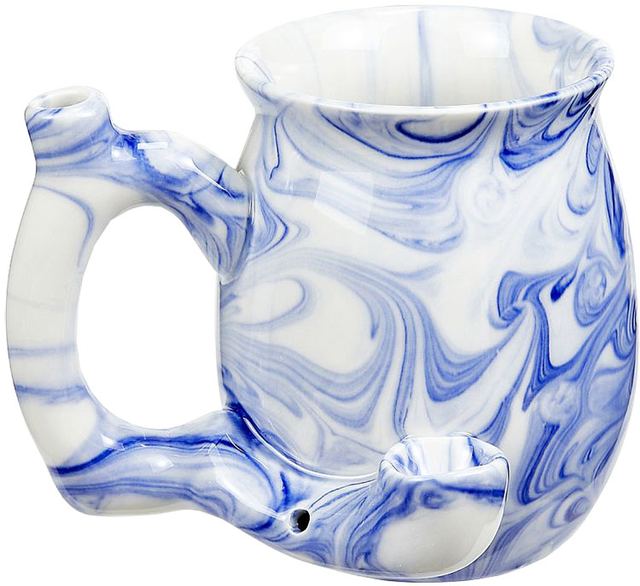 Marble Ceramic Pipe Mug, Blue (11oz)