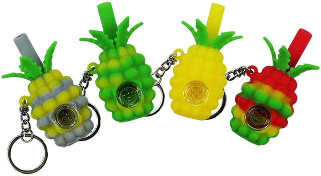 3" Silicone Pineapple Pipe on Keychain (1pc)